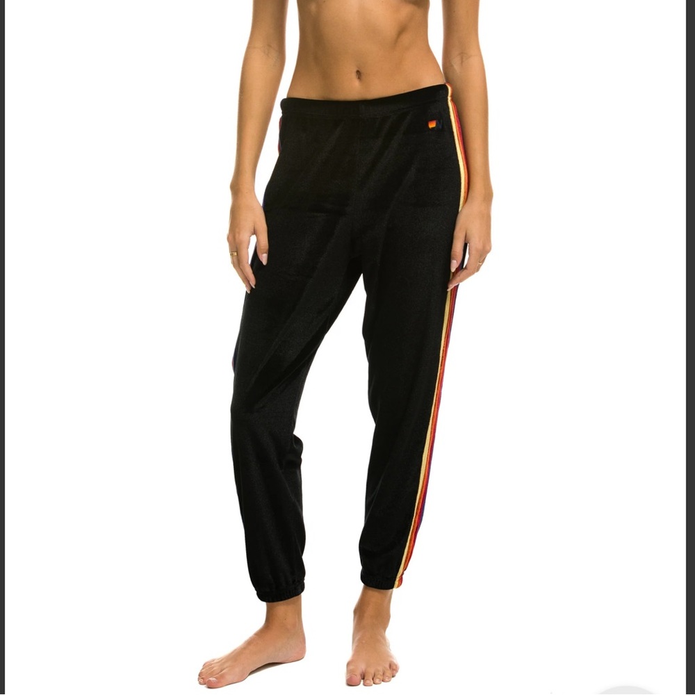 Aviator Nation CLASSIC VELVET SWEATPANTS - BLACK